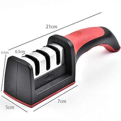 Manual Kitchen Knife's Sharpener - 3 Stage Advanced Professional Steel Blade Sharpener Tool for Home Chefs