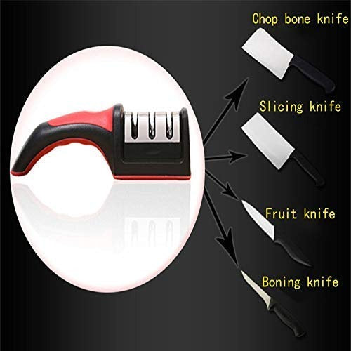 Manual Kitchen Knife's Sharpener - 3 Stage Advanced Professional Steel Blade Sharpener Tool for Home Chefs