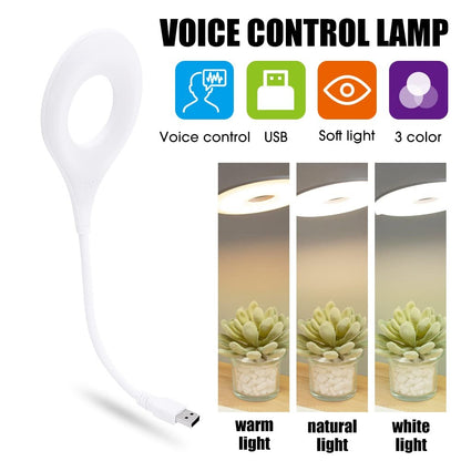 Smart LED Night Lamp - USB Voice Control Portable Night Light for Bedroom, Bathroom, Nursery, and More