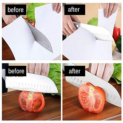 Manual Kitchen Knife's Sharpener - 3 Stage Advanced Professional Steel Blade Sharpener Tool for Home Chefs